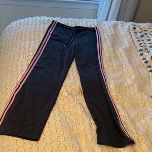 Edikted Black Joggers with Pink Stripes